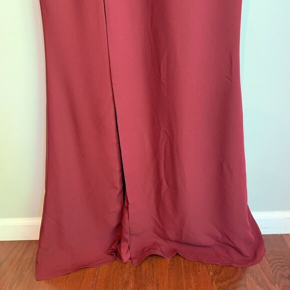 Dress The Population Womens VIOLA Long Dress Mermaid Gown SMALL in Burgundy - Picture 4 of 11